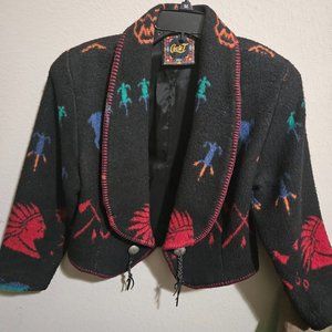 Vintage Circle T  Western Crop Jacket (southwestern / Rodeo) - black